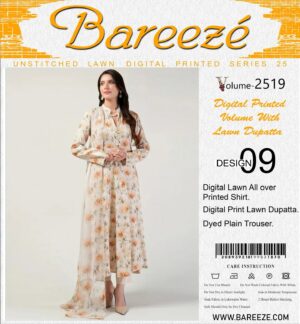 Bareezé UNSTITCHED LAWN DIGITAL PRINTED SERIES 25 volume D-1169