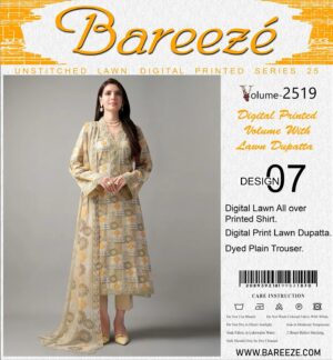 Bareezé UNSTITCHED LAWN DIGITAL PRINTED SERIES 25 volume D-1167