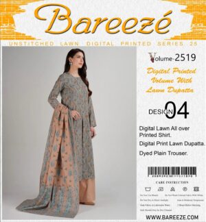 Bareezé UNSTITCHED LAWN DIGITAL PRINTED SERIES 25 volume D-1164